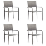 5 Piece Garden Dining Set Grey and Black Poly Rattan and Steel - Side View
