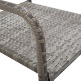 5 Piece Garden Dining Set Grey and Black Poly Rattan and Steel - Close-Up Angle