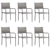 7 Piece Garden Dining Set Grey and Black Poly Rattan and Steel - Side View