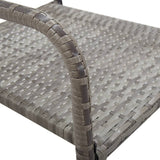3 Piece Garden Dining Set Grey and Black Poly Rattan and Steel - Close-Up Angle