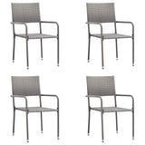5 Piece Garden Dining Set Grey and Black Poly Rattan and Steel - Side View