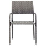 5 Piece Garden Dining Set Grey and Black Poly Rattan and Steel - 45-Degree Angle