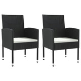 3 Piece Garden Dining Set Black Poly Rattan and Steel