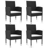 5 Piece Garden Dining Set Black Poly Rattan and Steel - Side View