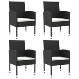 5 Piece Garden Dining Set Black Poly Rattan and Steel - Side View