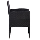 5 Piece Garden Dining Set Black Poly Rattan and Steel - Rear View