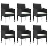 7 Piece Garden Dining Set Black Poly Rattan and Steel - Side View
