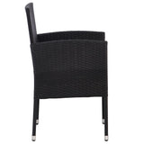 7 Piece Garden Dining Set Black Poly Rattan and Steel - Rear View