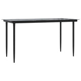 7 Piece Garden Dining Set Black Poly Rattan and Steel
