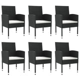 7 Piece Garden Dining Set Black Poly Rattan and Steel - Side View
