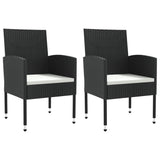 3 Piece Garden Dining Set Black Poly Rattan and Steel - Side View