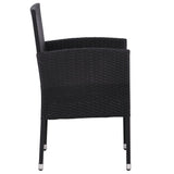 3 Piece Garden Dining Set Black Poly Rattan and Steel - Rear View