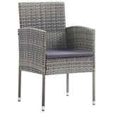 3 Piece Garden Dining Set Grey and Black Poly Rattan and Steel - Top-Down View