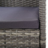 3 Piece Garden Dining Set Grey and Black Poly Rattan and Steel - Close-Up Angle