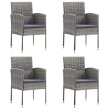 5 Piece Garden Dining Set Grey and Black Poly Rattan and Steel - Side View