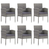 7 Piece Garden Dining Set Grey and Black Poly Rattan and Steel - Side View