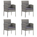 5 Piece Garden Dining Set Grey and Black Poly Rattan and Steel - Side View