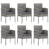 7 Piece Garden Dining Set Grey and Black Poly Rattan and Steel