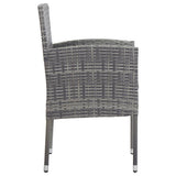 7 Piece Garden Dining Set Grey and Black Poly Rattan and Steel - Rear View