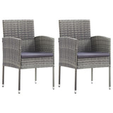 3 Piece Garden Dining Set Grey and Black Poly Rattan and Steel - Side View