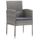 3 Piece Garden Dining Set Grey and Black Poly Rattan and Steel - Top-Down View
