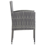 3 Piece Garden Dining Set Grey and Black Poly Rattan and Steel - Rear View