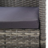 3 Piece Garden Dining Set Grey and Black Poly Rattan and Steel