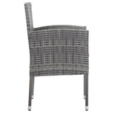 5 Piece Garden Dining Set Grey and Black Poly Rattan and Steel - Rear View
