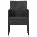 3 Piece Garden Dining Set Black Poly Rattan and Steel