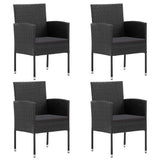 5 Piece Garden Dining Set Black Poly Rattan and Steel - Side View