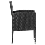 5 Piece Garden Dining Set Black Poly Rattan and Steel - Rear View
