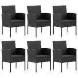7 Piece Garden Dining Set Black Poly Rattan and Steel - Side View