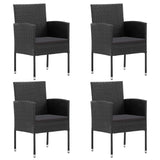5 Piece Garden Dining Set Black Poly Rattan and Steel - Side View