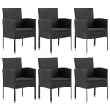 7 Piece Garden Dining Set Black Poly Rattan and Steel - Side View