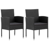 3 Piece Garden Dining Set Black Poly Rattan and Steel
