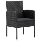 3 Piece Garden Dining Set Black Poly Rattan and Steel