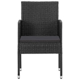 3 Piece Garden Dining Set Black Poly Rattan and Steel