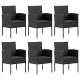 7 Piece Garden Dining Set Black Poly Rattan and Steel - Side View