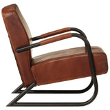 Sofa Chair Brown Real Leather - Side View