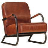 Sofa Chair Brown Real Leather - Extra Image