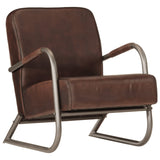 Sofa Chair Brown Real Leather - Extra Image