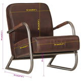 Sofa Chair Brown Real Leather - Extra Image