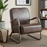 Sofa Chair Brown Real Leather - Side View