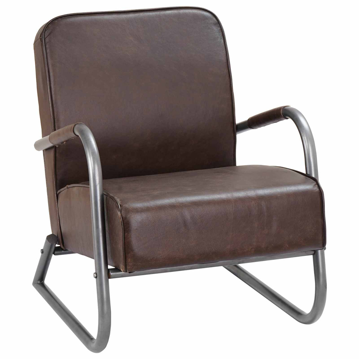 Sofa Chair Brown Real Leather