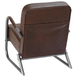 Sofa Chair Brown Real Leather - Close-Up Angle