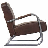 Sofa Chair Brown Real Leather - Rear View