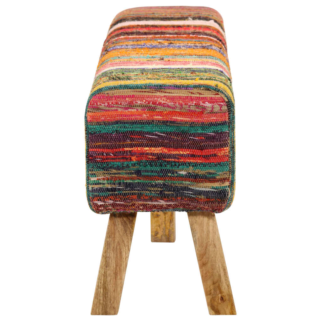 Bench Multicolour 160 cm Chindi Fabric and Solid Wood Mango