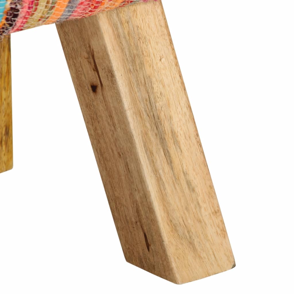 Bench Multicolour 160 cm Chindi Fabric and Solid Wood Mango