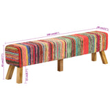 Bench Multicolour 160 cm Chindi Fabric and Solid Wood Mango - Close-Up Angle
