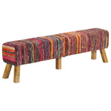 Bench Multicolour 160 cm Chindi Fabric and Solid Wood Mango - Low Angle